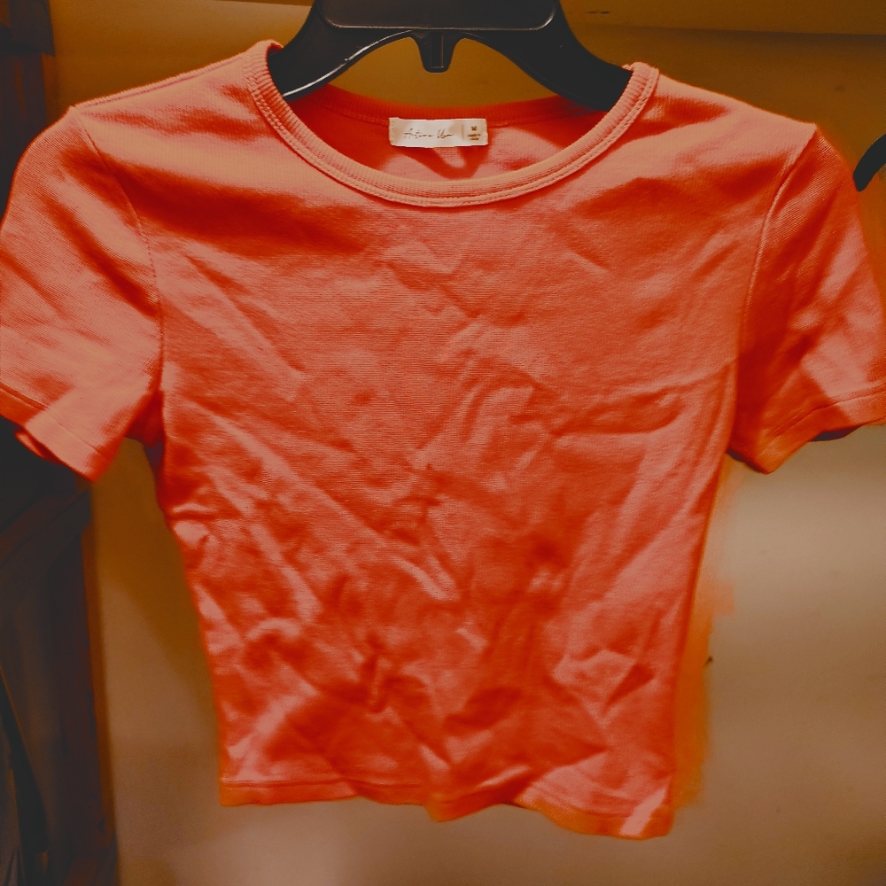 Active USA Vibrant Ribbed Coral Tee